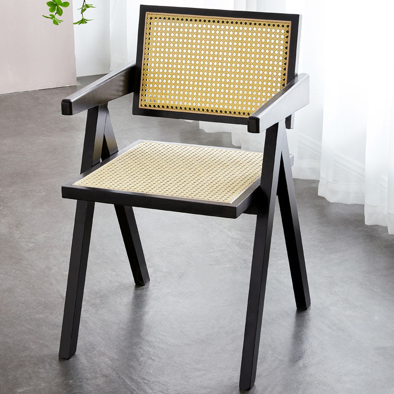 Modern Home Dining Arm Chair Rubberwood Open Back Dining Side Chair