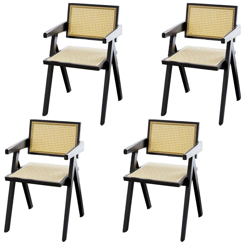 Modern Home Dining Arm Chair Rubberwood Open Back Dining Side Chair
