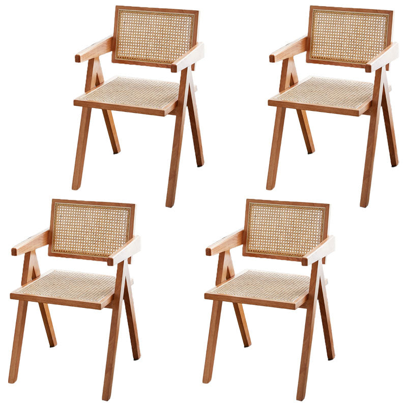 Modern Home Dining Arm Chair Rubberwood Open Back Dining Side Chair