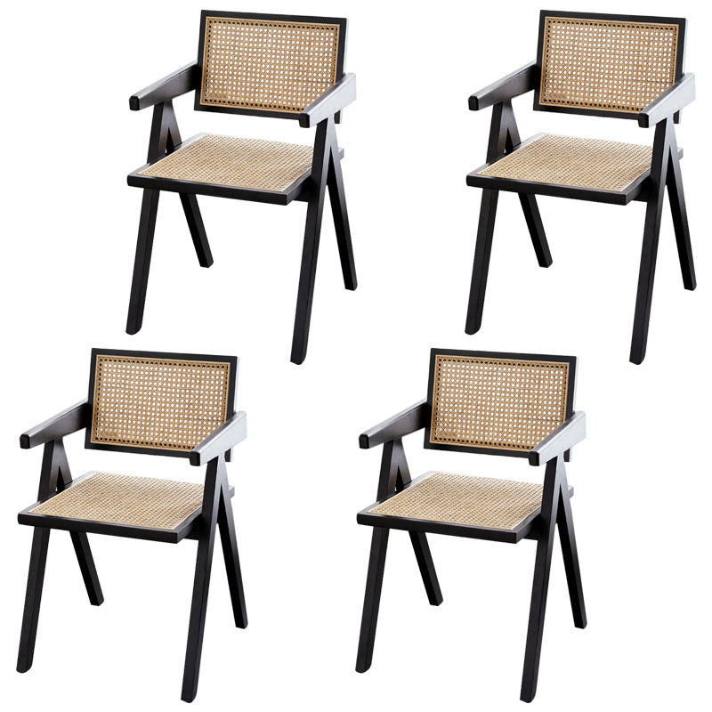 Modern Home Dining Arm Chair Rubberwood Open Back Dining Side Chair