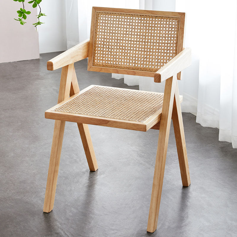 Modern Home Dining Arm Chair Rubberwood Open Back Dining Side Chair