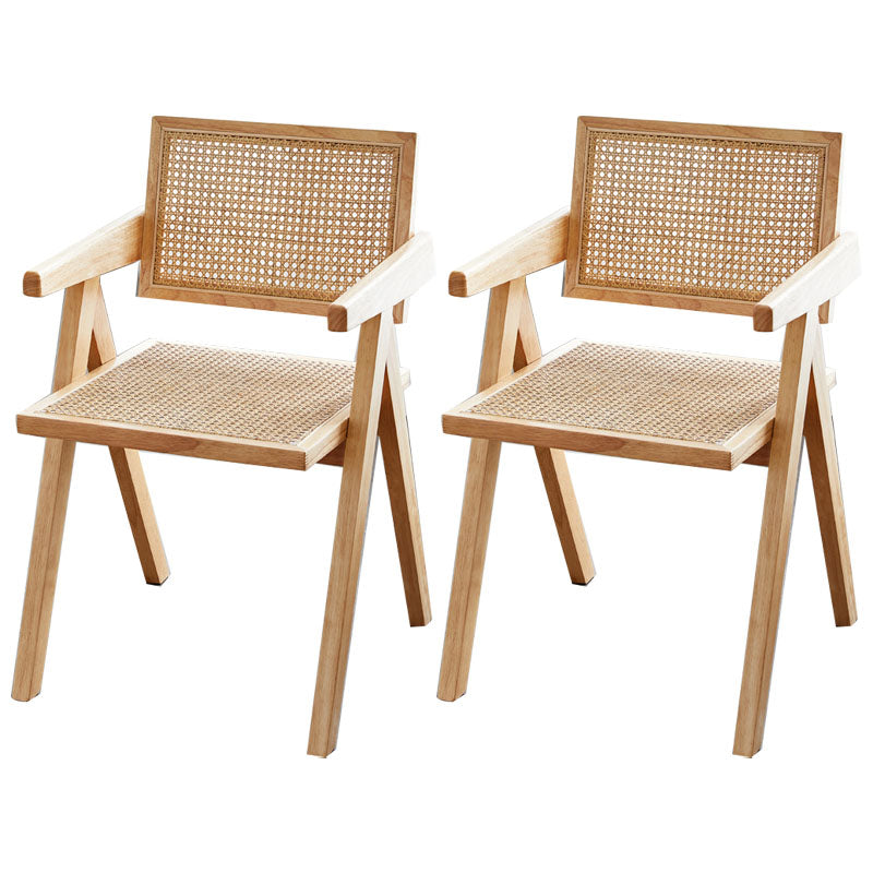 Modern Home Dining Arm Chair Rubberwood Open Back Dining Side Chair