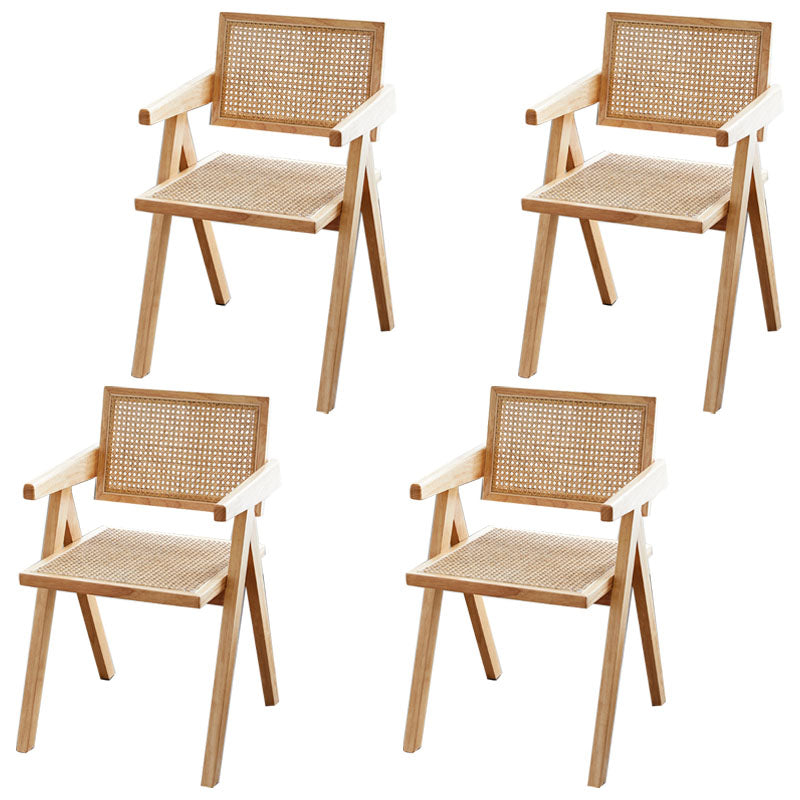 Modern Home Dining Arm Chair Rubberwood Open Back Dining Side Chair