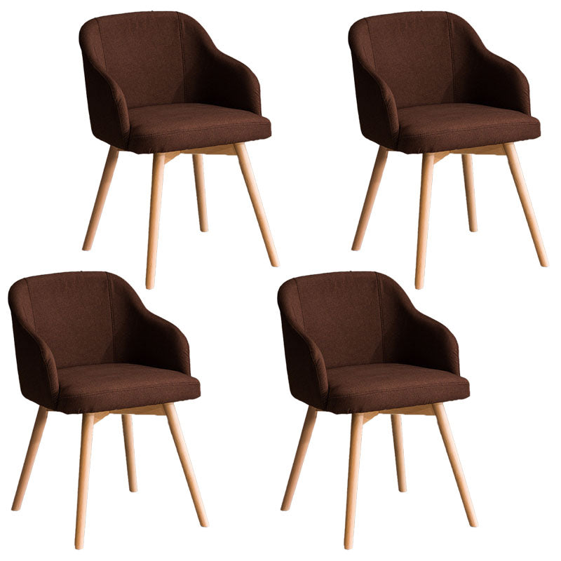 Modern Style Wood Arm Chair Upholstered Fabric Dining Side Chair 19.6"x19.6"x29.9"