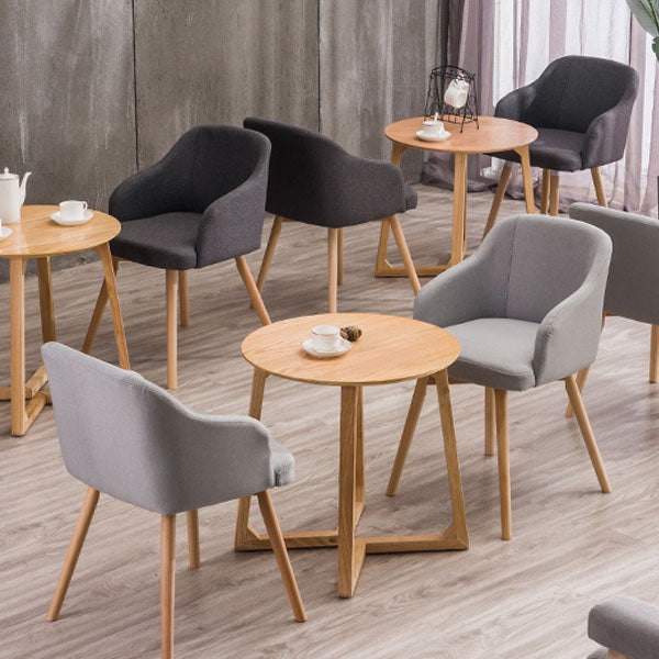 Modern Style Wood Arm Chair Upholstered Fabric Dining Side Chair 19.6"x19.6"x29.9"
