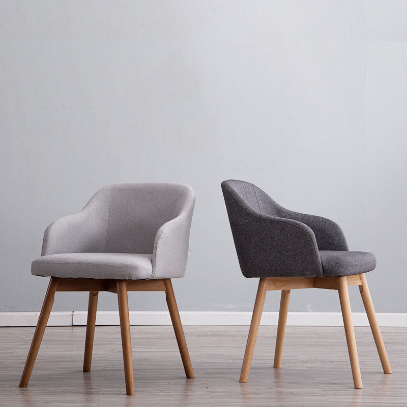 Modern Style Wood Arm Chair Upholstered Fabric Dining Side Chair 19.6"x19.6"x29.9"