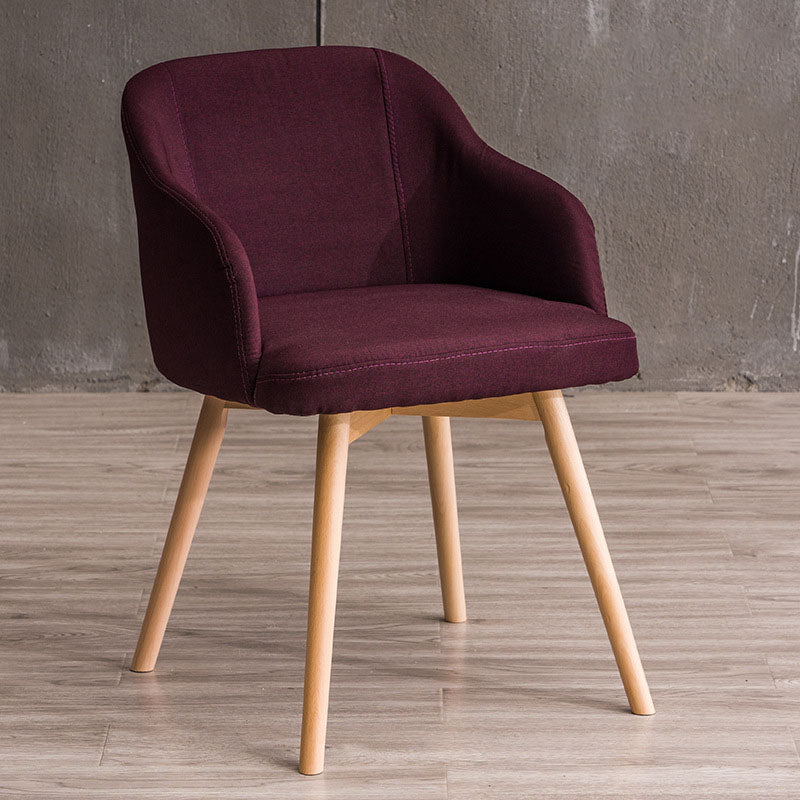 Modern Style Wood Arm Chair Upholstered Fabric Dining Side Chair 19.6"x19.6"x29.9"