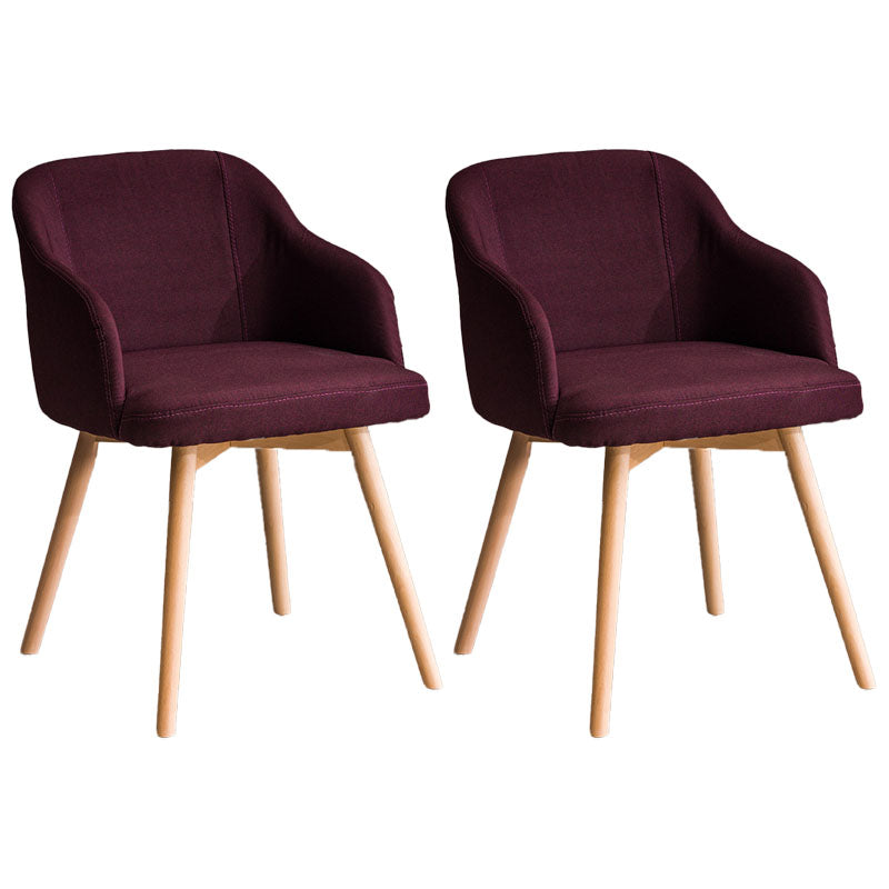 Modern Style Wood Arm Chair Upholstered Fabric Dining Side Chair 19.6"x19.6"x29.9"