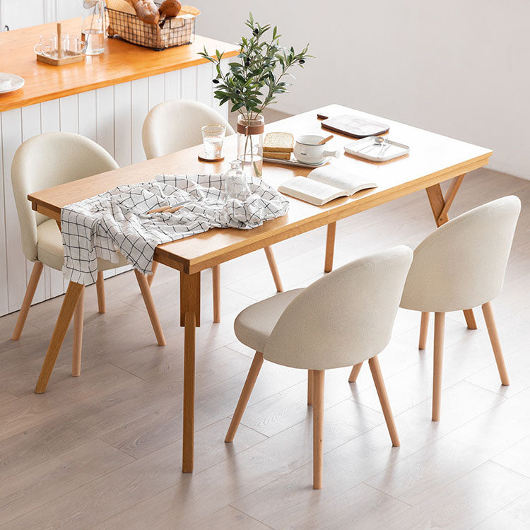 Modern Style Wood Chair Upholstered Fabric Dining Side Chair (Set of 2)