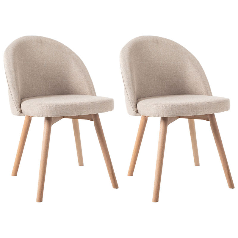 Modern Style Wood Chair Upholstered Fabric Dining Side Chair (Set of 2)
