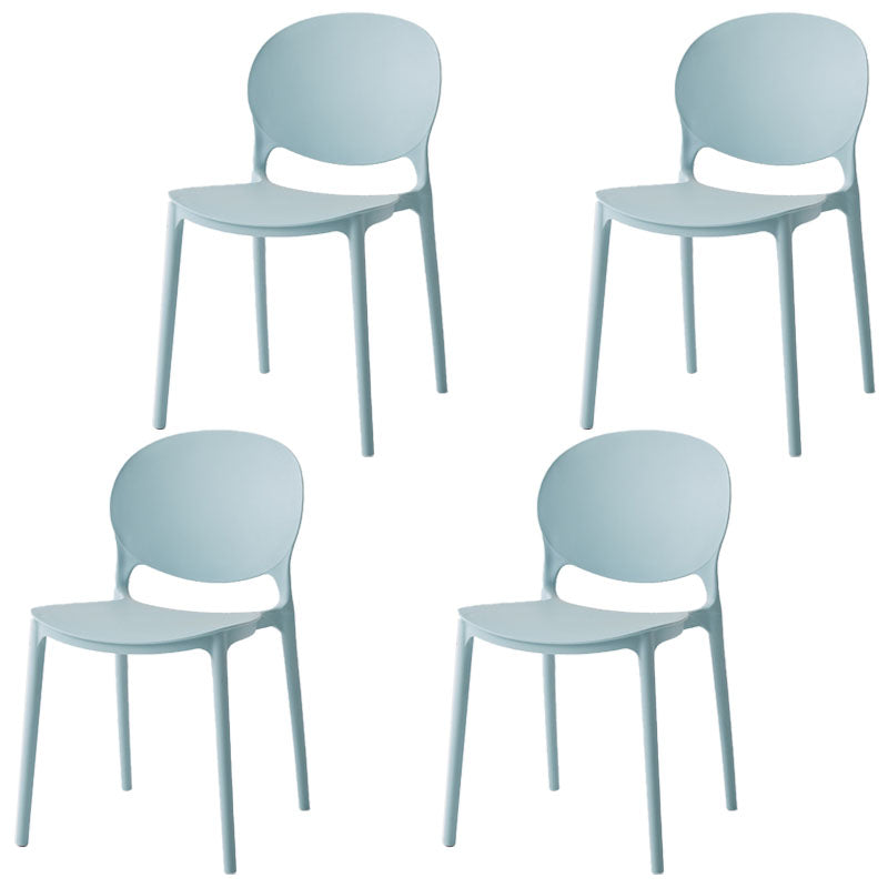 Modern Style Stackable Plastic Chair Open Back Dining Side Chair (Set of 4)