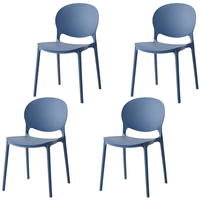 Modern Style Stackable Plastic Chair Open Back Dining Side Chair (Set of 4)