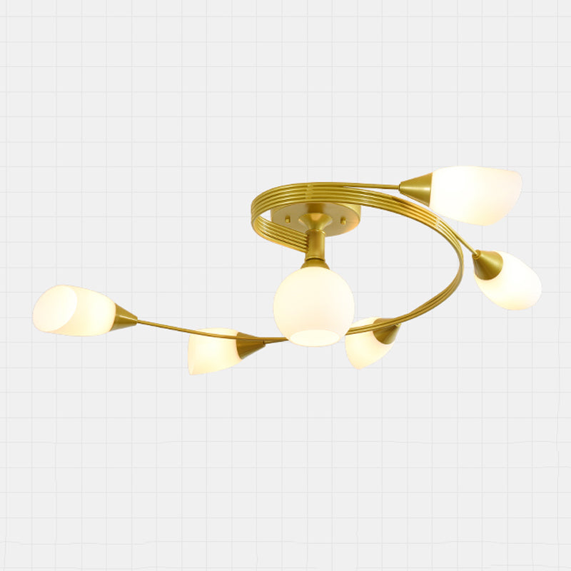 Schattiertes Wohnzimmer halb Flush Deckenleuchte Einfachheit Glasdecke Flush Mount