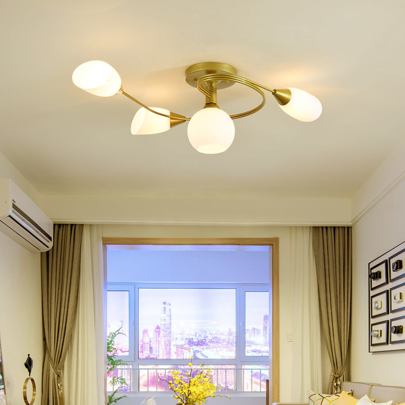 Schattiertes Wohnzimmer halb Flush Deckenleuchte Einfachheit Glasdecke Flush Mount