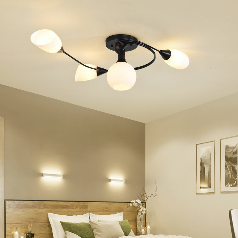 Schattiertes Wohnzimmer halb Flush Deckenleuchte Einfachheit Glasdecke Flush Mount