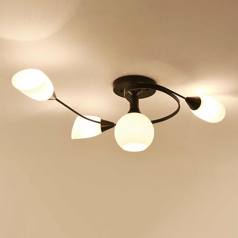 Schattiertes Wohnzimmer halb Flush Deckenleuchte Einfachheit Glasdecke Flush Mount