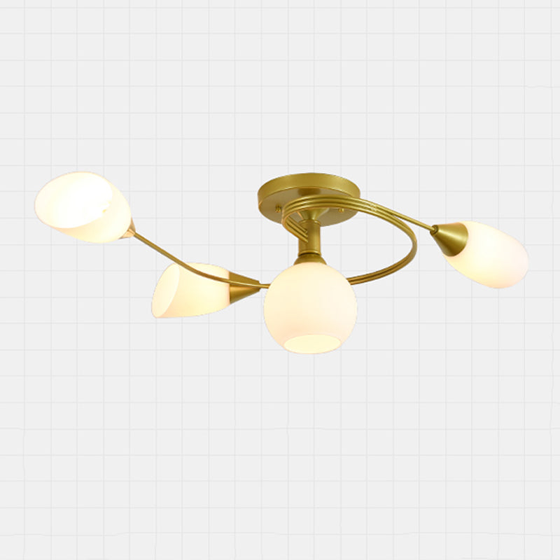 Shaded Living Room Semi Flush Ceiling Light Simplicity Glass Ceiling Flush Mount