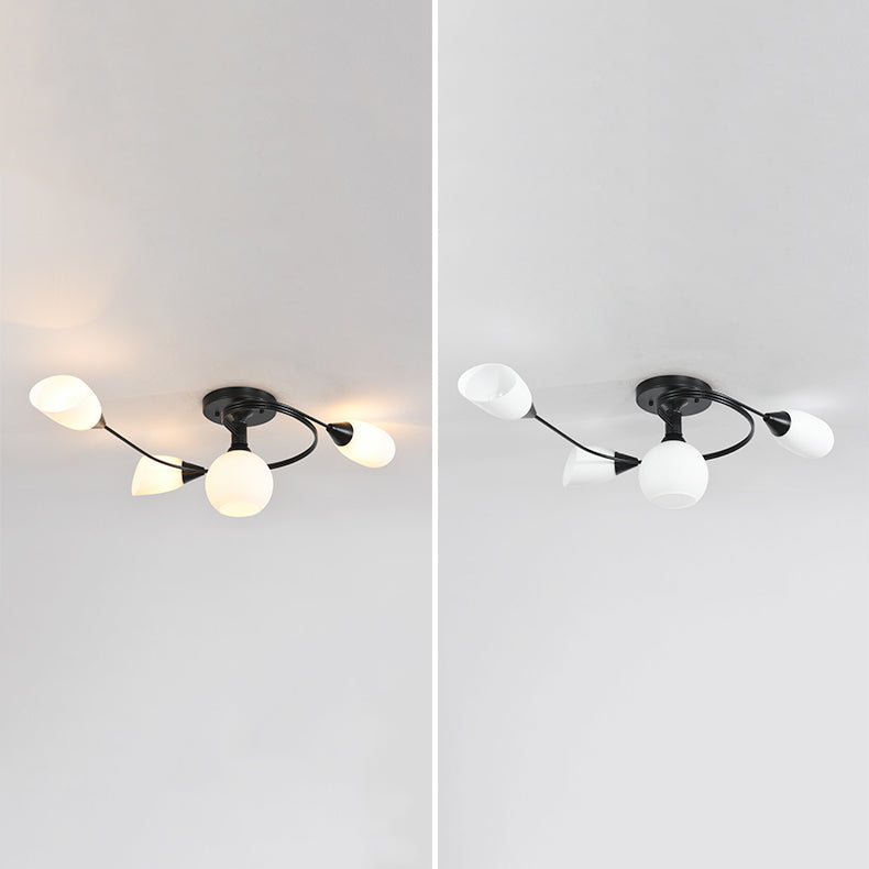 Schattiertes Wohnzimmer halb Flush Deckenleuchte Einfachheit Glasdecke Flush Mount