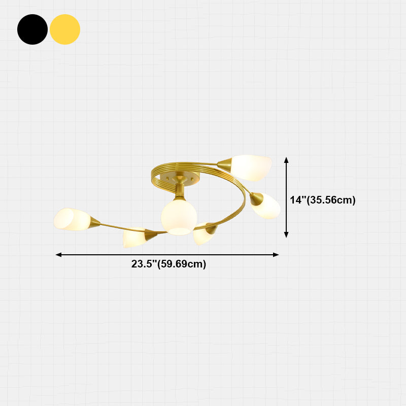 Schattiertes Wohnzimmer halb Flush Deckenleuchte Einfachheit Glasdecke Flush Mount