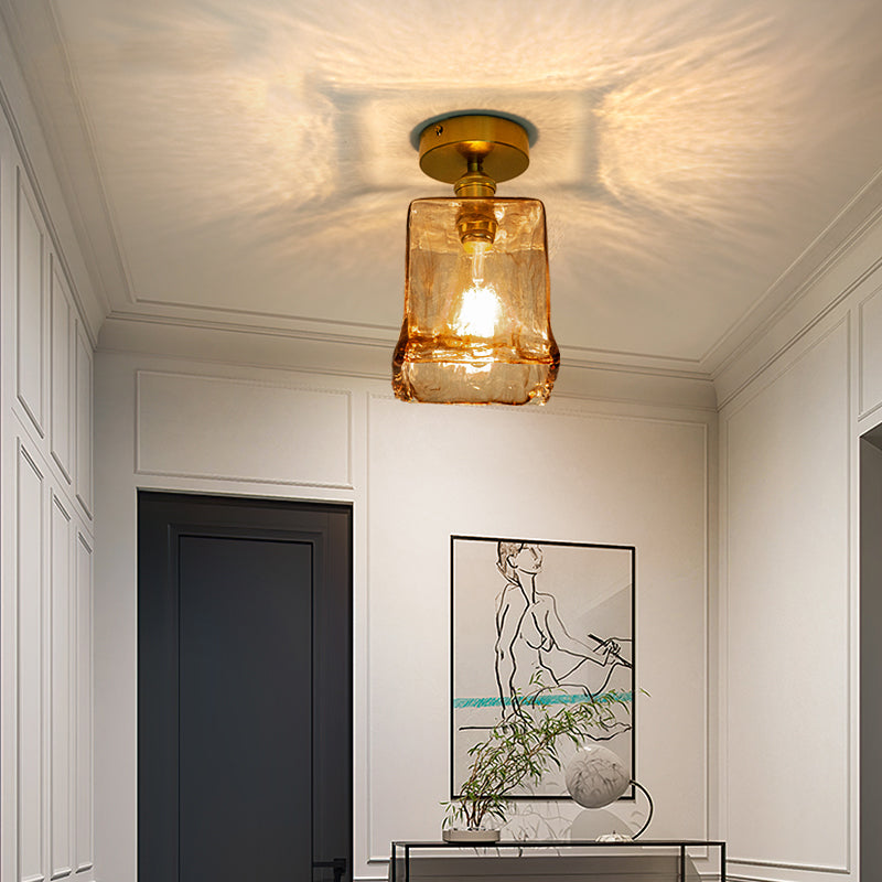 Luz de techo de montaje semi rasgador de vidrio estilo geométrico de estilo geométrico Luz montado en el techo