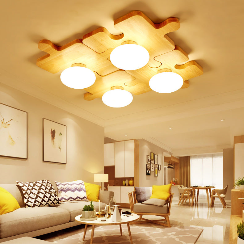 Luz moderna de techo montado en el techo Luz de techo de madera nórdica