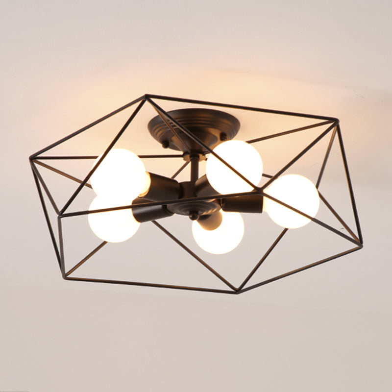 Metalen geometrische schaduw spoel plafondlicht industrieel multi lights plafondlamp armatuur
