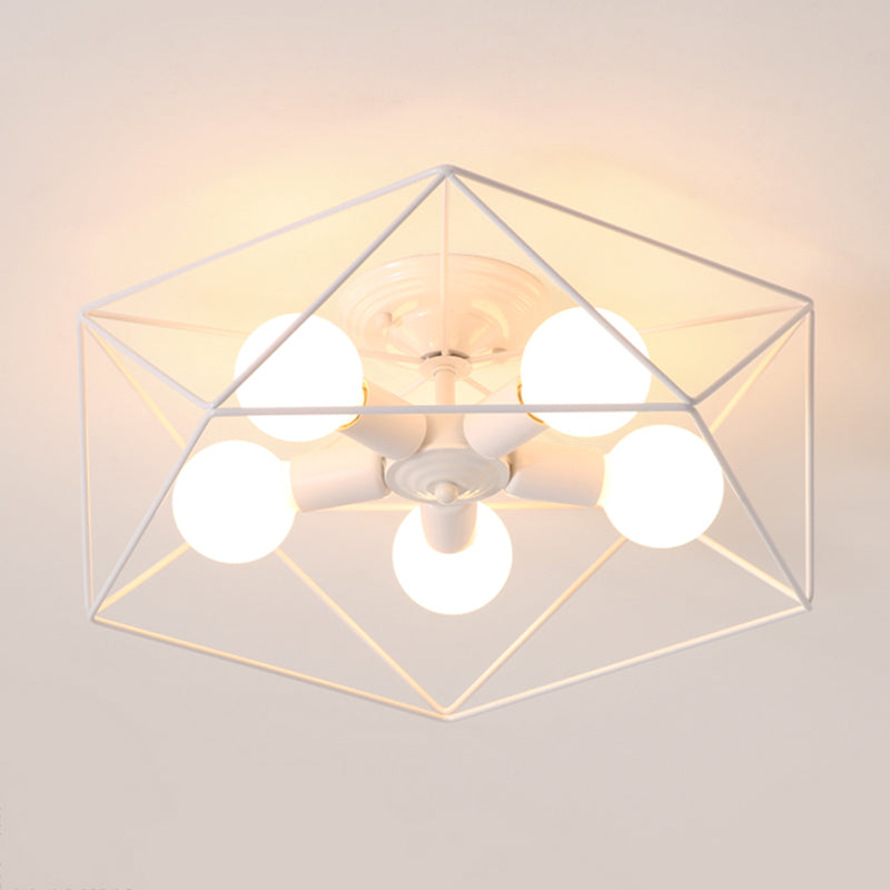 Metalen geometrische schaduw spoel plafondlicht industrieel multi lights plafondlamp armatuur