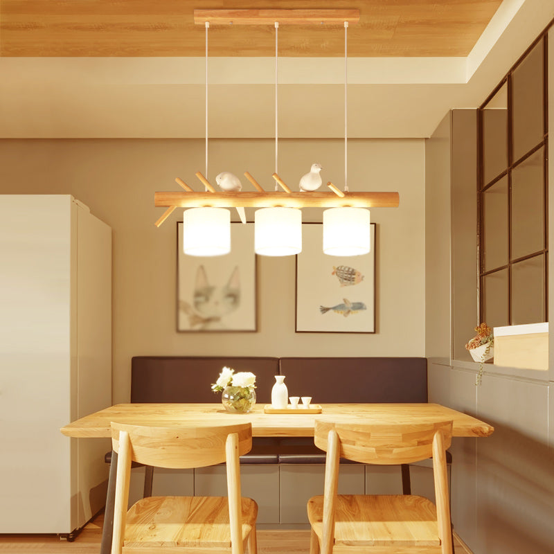 Moderne Stilzylinderform Island Lichter Holz Island Anhänger