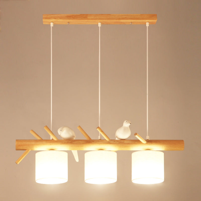 Modern Style Cylinder Shape Island Lights Wood Island Pendants