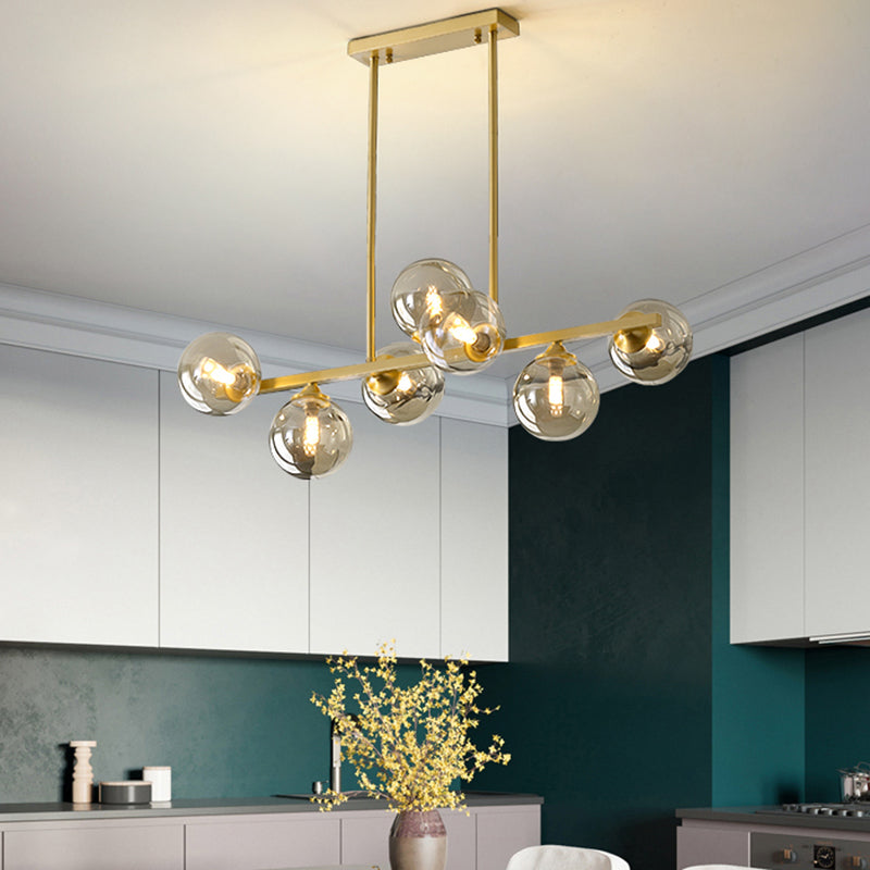 Moderne Stil Kugelform Island Lichter Glass Island Anhänger in Gold