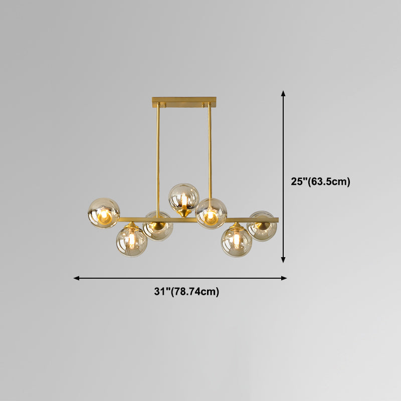 Moderne Stil Kugelform Island Lichter Glass Island Anhänger in Gold