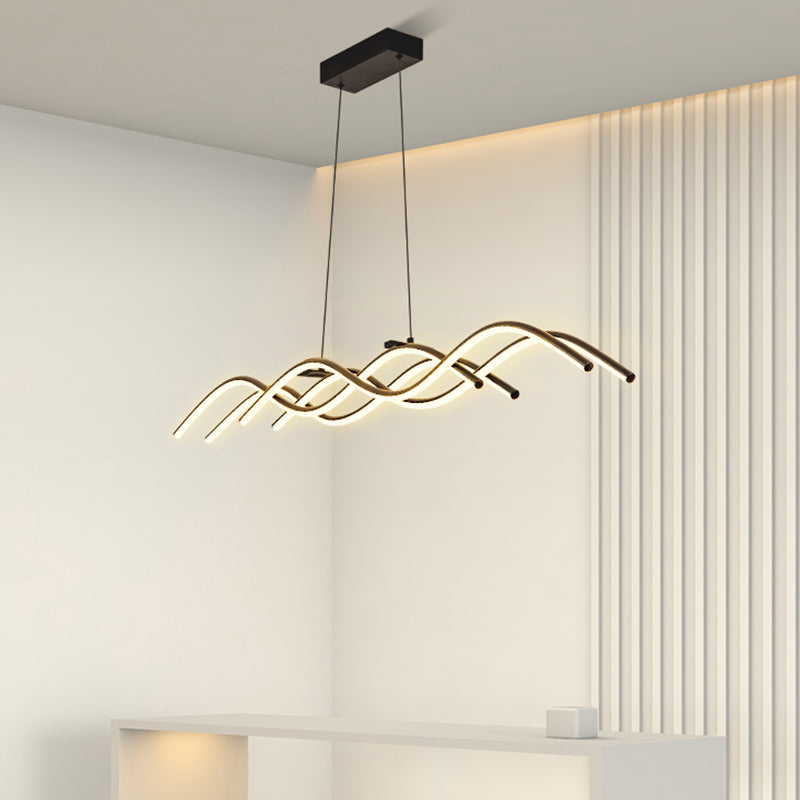 Ideas de iluminación de la isla de forma lineal de estilo moderno metal 4 colgantes de la isla ligera