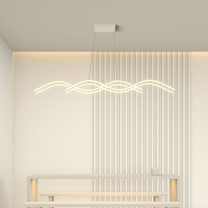 Ideas de iluminación de la isla de forma lineal de estilo moderno metal 4 colgantes de la isla ligera