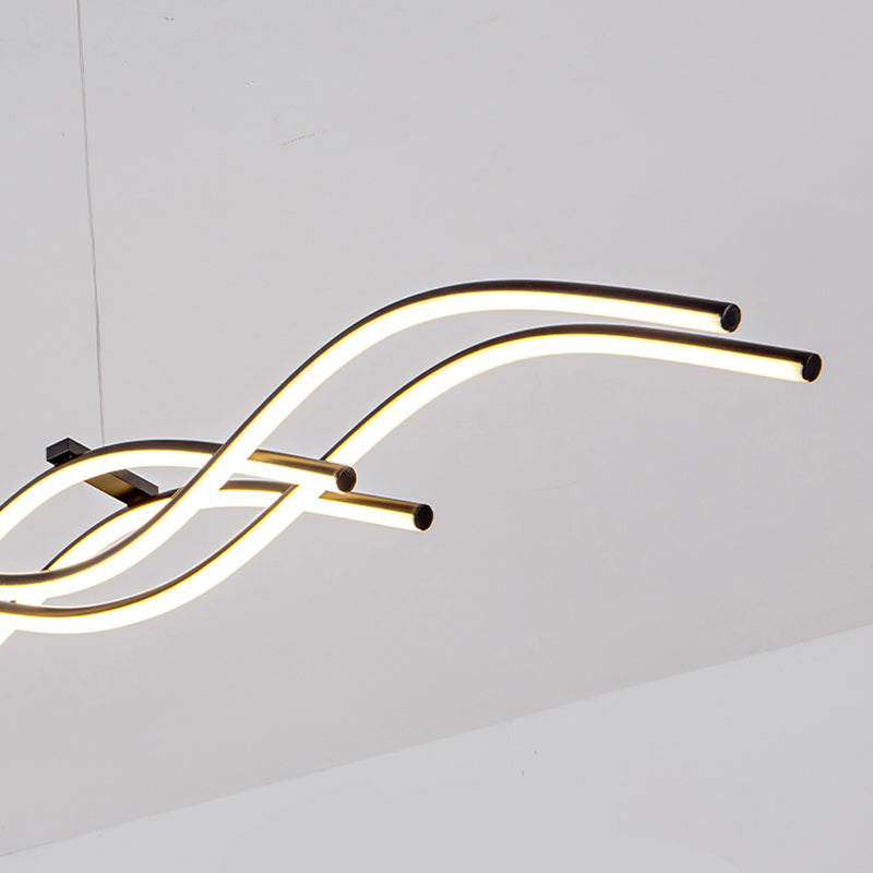 Ideas de iluminación de la isla de forma lineal de estilo moderno metal 4 colgantes de la isla ligera