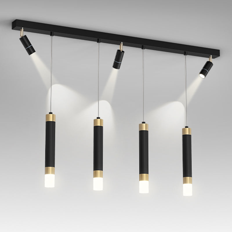 Éclairage d'éclairage de cylindre de style contemporain en métal îles luminaires en noir