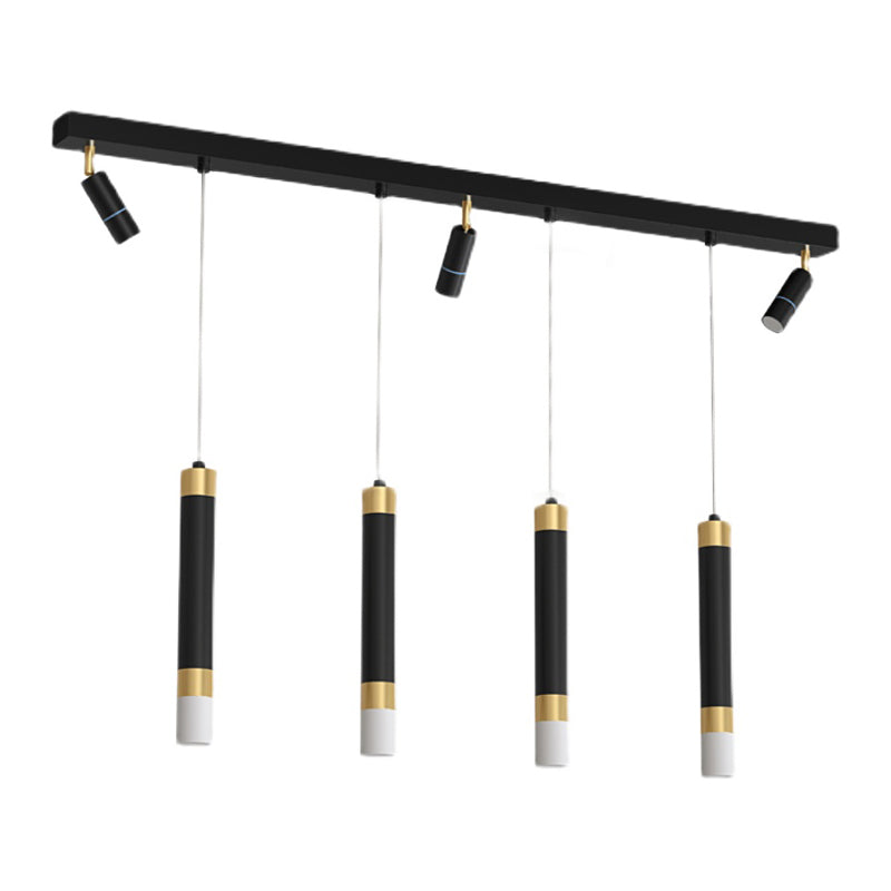 Éclairage d'éclairage de cylindre de style contemporain en métal îles luminaires en noir