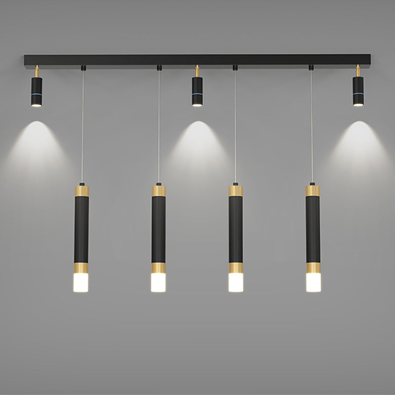 Éclairage d'éclairage de cylindre de style contemporain en métal îles luminaires en noir