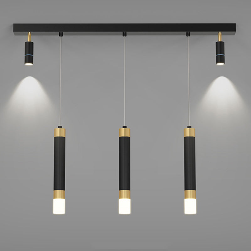 Éclairage d'éclairage de cylindre de style contemporain en métal îles luminaires en noir