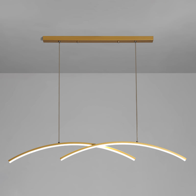 Moderner Stil Linearer Form Island Beleuchtung Ideen Metal 2 Light Island Anhänger in Gold