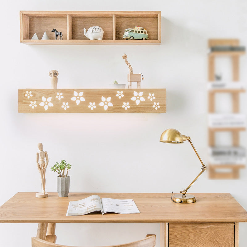 Nordic Wooden Vanity Light Rectangle Shape Vanity Lamp with Acrylic Shade for Bedroom
