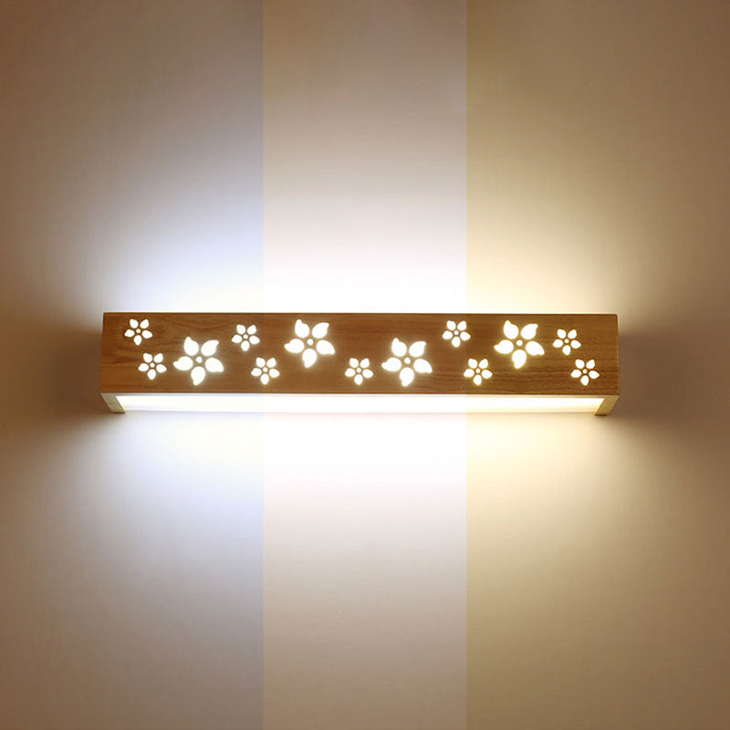 Nordic Wooden Vanity Light Rectangle Shape Vanity Lamp with Acrylic Shade for Bedroom