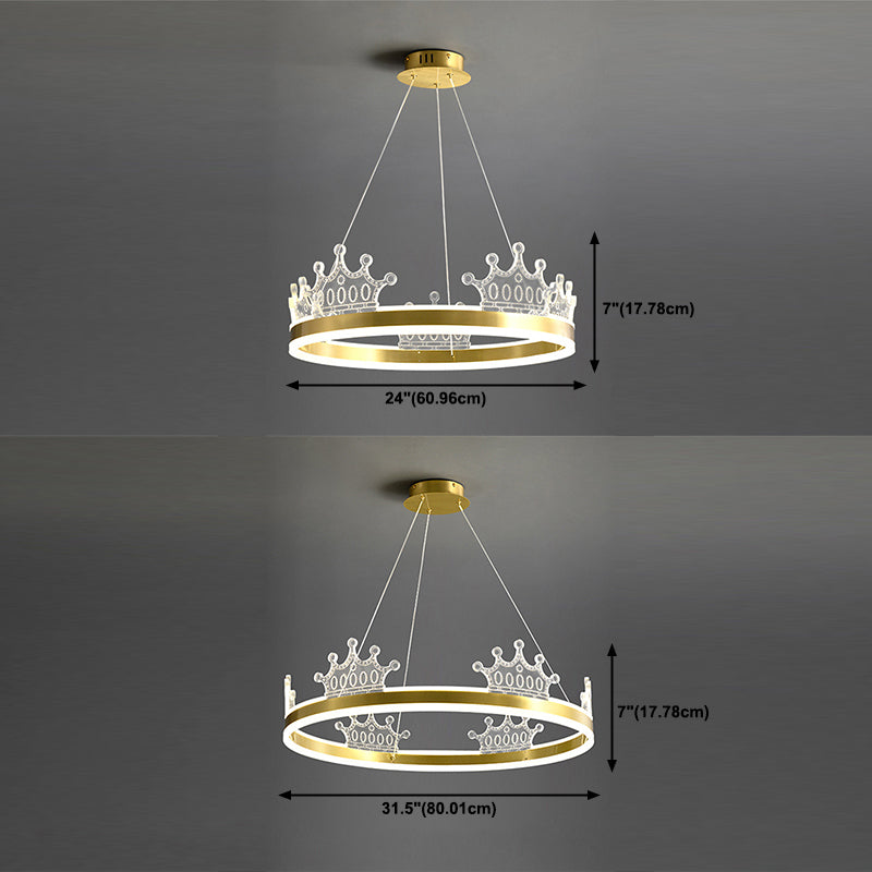 Postmoderner Kreis Kronleuchter Messing Kronleuchter Anhänger in Gold für Esszimmer