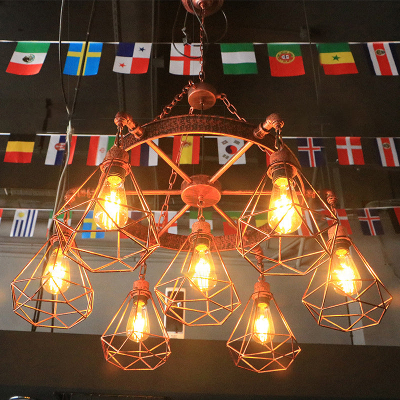 Industrial Style Multi Light Chandelier American Water Pipe Pendant Light Fixture