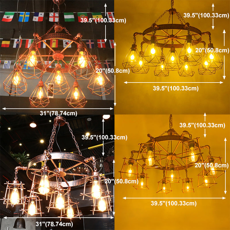 Industrial Style Multi Light Chandelier American Water Pipe Pendant Light Fixture