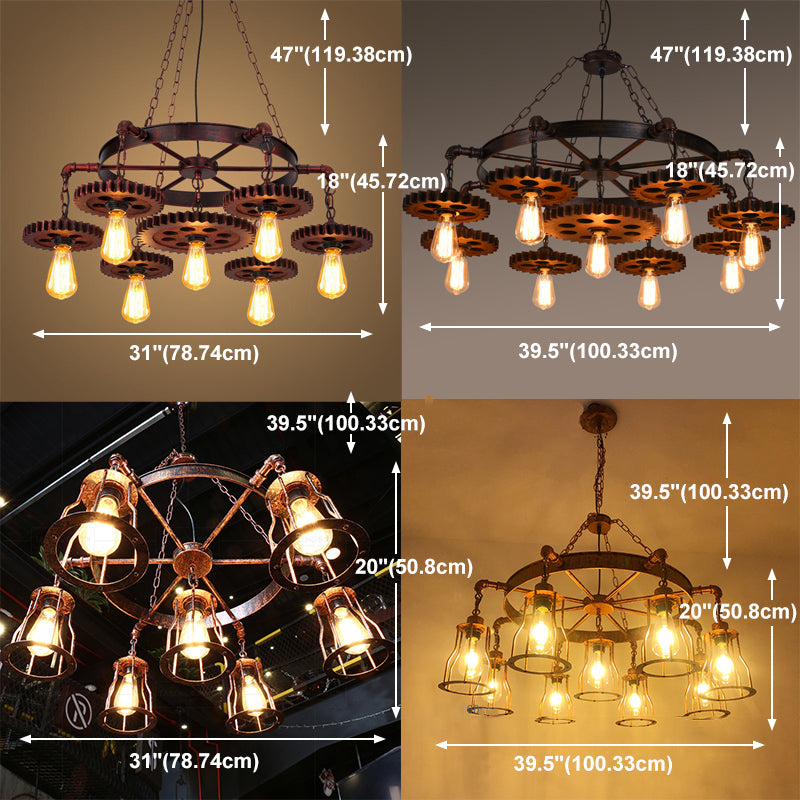 Industrial Style Multi Light Chandelier American Water Pipe Pendant Light Fixture