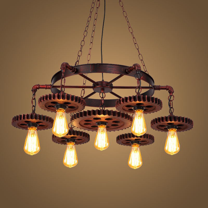 Industrial Style Multi Light Chandelier American Water Pipe Pendant Light Fixture