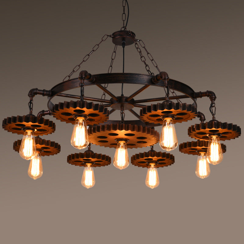 Industrial Style Multi Light Chandelier American Water Pipe Pendant Light Fixture