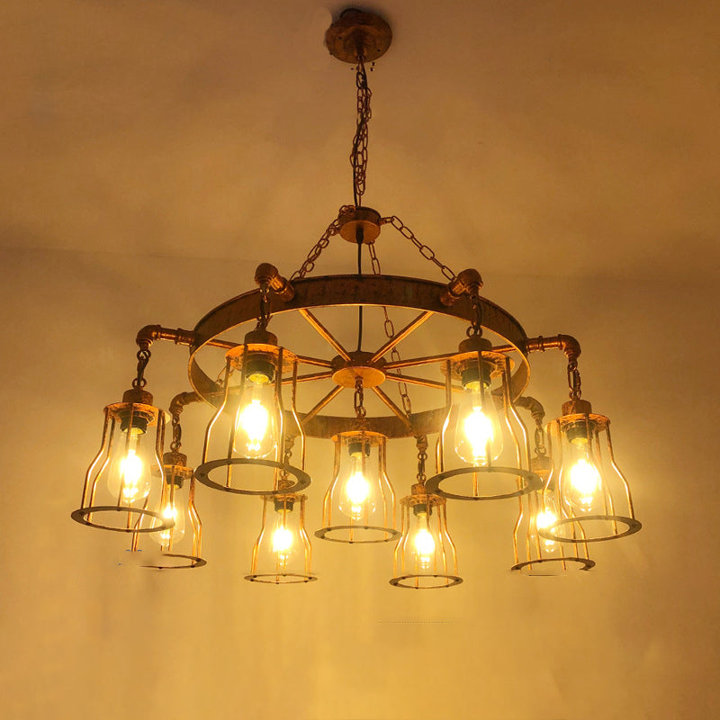 Industrial Style Multi Light Chandelier American Water Pipe Pendant Light Fixture