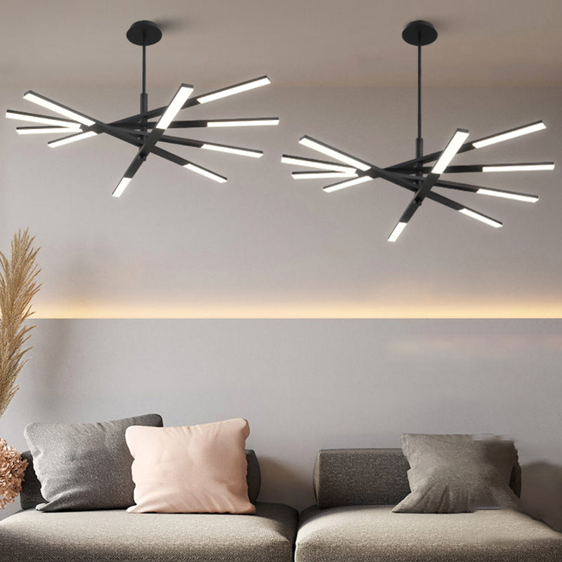 Linearer Schatten Metall Kronleuchter Lichter moderne Kronleuchterbeleuchtung in Schwarz