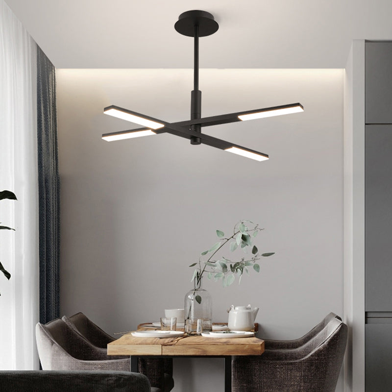 Linearer Schatten Metall Kronleuchter Lichter moderne Kronleuchterbeleuchtung in Schwarz